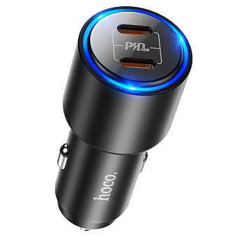 Автомобильное зарядное устройство Hoco NZ3 USB-C, QC3.0, LED-дисплей, черный