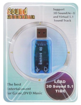 Звуковая карта внешняя TRUA3D (USB, C-Media CM108, 1*jack, 1*mic)
