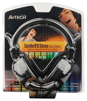 Наушники проводные A4Tech HS-30 (микрофон, 20 - 20 000 Гц, 102 дБ, 1.8м) черный