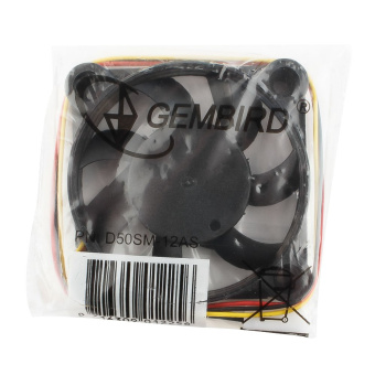 Вентилятор для корпуса 50mm Gembird D50SM-12AS (3pin, 50x50x10мм, 24дБ, 4500об/мин, провод  25cm)