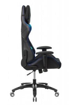 Кресло Zombie VIKING 4 AERO (текстиль/эко.кожа, мех. качания, крест. пластик, до 120 кг) Черно-Синий