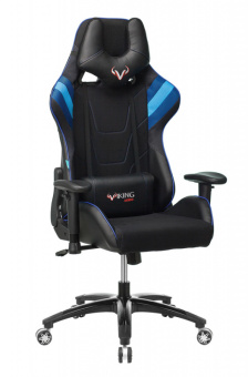 Кресло Zombie VIKING 4 AERO (текстиль/эко.кожа, мех. качания, крест. пластик, до 120 кг) Черно-Синий