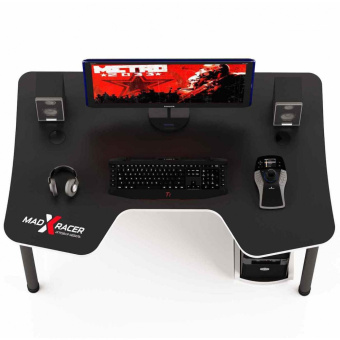 Стол компьютерный MaDXRacer COMFORT GT12 "1200х870х750" черный, кромка красная