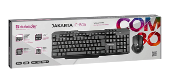 Комплект беспроводной (клавиатура+мышь) Defender Jakarta C-805 Black