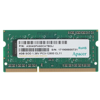 Модуль памяти SODIMM DDR3 4096Mb PC-12800 1600MHz Apacer 1.35V