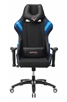 Кресло Zombie VIKING 4 AERO (текстиль/эко.кожа, мех. качания, крест. пластик, до 120 кг) Черно-Синий