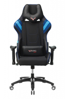 Кресло Zombie VIKING 4 AERO (текстиль/эко.кожа, мех. качания, крест. пластик, до 120 кг) Черно-Синий