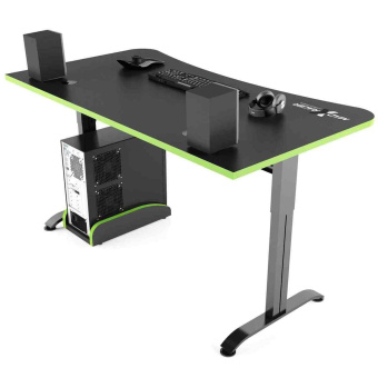 Стол компьютерный MaDXRacer ARENA GTS14 "1400х820х750" черный, кромка зеленая