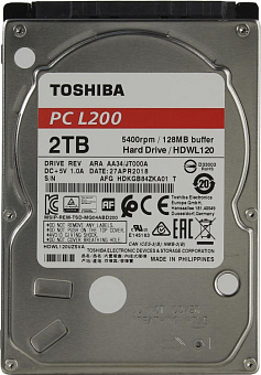 Жесткий диск_2.5" SATA 2Tb TOSHIBA L200 5400rpm 128Mb SATA-3 (9.5mm)