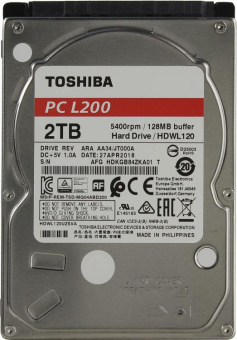 Жесткий диск_2.5" SATA 2Tb TOSHIBA L200 5400rpm 128Mb SATA-3 (9.5mm)