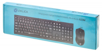 Комплект проводной (клавиатура+мышь) OKLICK 620M (красные буквы кириллицы) USB Black