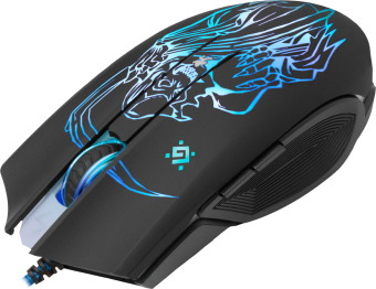 Мышь проводная Defender GM-190L Ghost (3200dpi переключаемая подсветка коврик в комплекте ) USB Black
