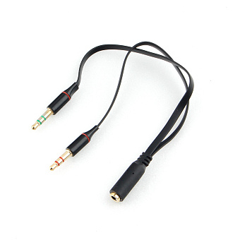 Кабель аудио-видео 3.5Jack_4pin (f) < - > 2*3.5Jack (m)  0.2м, Cablexpert, наушники и микрофон