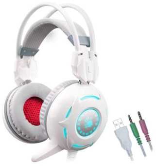 Наушники проводные A4Tech Bloody G300 (микрофон, 20 - 20 000 Гц, 1,8м) белый-серый