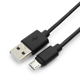 Кабель USB-A < - > microUSB, 0.3м, Гарнизон, черный