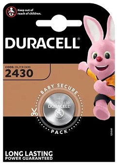 Элемент питания CR2430, 3V, 1шт, Duracell CR2430/1BL