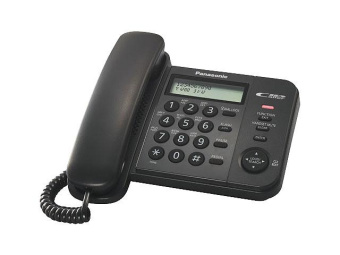 Телефон проводной Panasonic KX-TS 2358 RUB (АОН, спикерфон, черный)