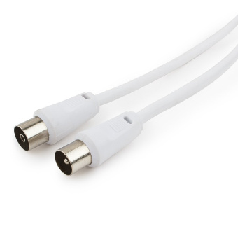 Кабель коаксиальный TV (m) < - > TV (f) 3.0m, Cablexpert, телевизионный, удлинительный, белый