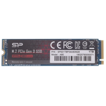 Накопитель SSD M.2 1Tb Silicon Power A80 (PCI-E 3.0 x4, 3400/3000 Мбайт/сек)