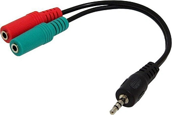 Кабель-переходник 3.5Jack (m)  --  2*3.5Jack (f), Gembird CCA-417 (разветвитель на наушники и микрофон) black