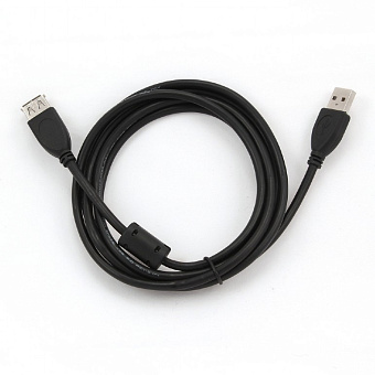 Кабель USB2.0 Am < - > Af удлинительный  1.8м, Cablexpert, экран, феррит.кольцо, черный