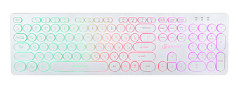 Клавиатура проводная Oklick 420MRL Slim Rainbow Led White
