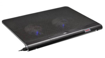 Подставка для ноутбука 17" BURO-LCP170-B214 (Blue LED, 2х1400об/мин, 23дБ, USB) Black