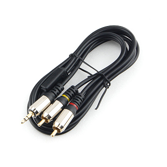 Кабель аудио-видео 3.5Jack (m) < - > 2RCA (m)  1.5м, Cablexpert, блистер, черный