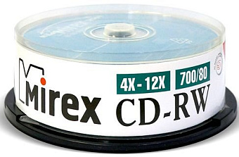 Диск CD-RW 700 Mb Mirex 12x Cake Box (25шт.)