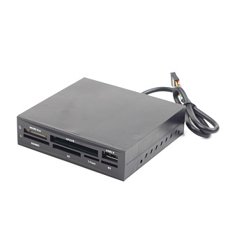 Картридер в 3.5" отсек Gembird FDI2-ALLIN1-02-B USB2.0, SD/SDHC, T-Flash, XD, MS, M2, черный