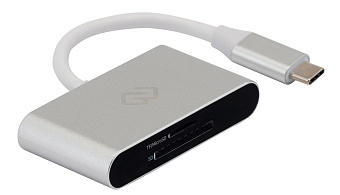 Внешний картридер USB-C Digma CR-С2501-S, серебристый