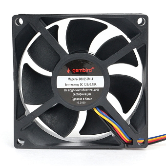 Вентилятор для корпуса 80mm Gembird D8025SM-4 (4-pin, 3000 об/мин, 32.4 дБ, провод 30см)