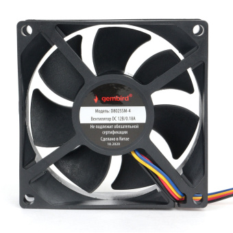Вентилятор для корпуса 80mm Gembird D8025SM-4 (4-pin, 3000 об/мин, 32.4 дБ, провод 30см)