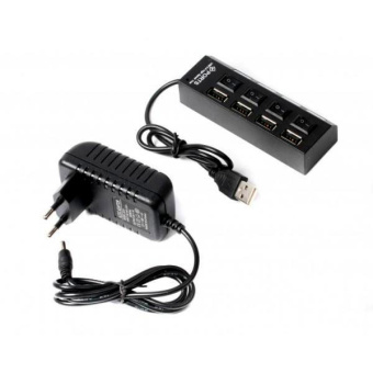 Концентратор USB-A - 4-port USB2.0, Gembird UHB-U2P4-02 с подсветкой и выключателем, блистер