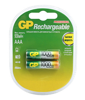 Аккумулятор AAA, 1.2V,1000mAh, 2шт, GP 100AAAHC