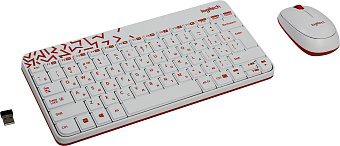 Комплект беспроводной (клавиатура+мышь) Logitech MK240 Wireless Combo Nano USB White