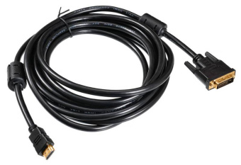 Кабель соединительный HDMI (m) < - > DVI (m),  5.0м, Buro, феррит.кольца черный
