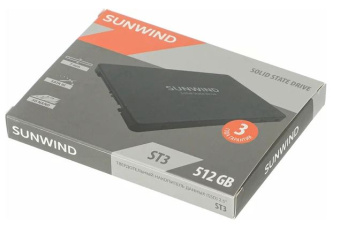 Накопитель SSD SATA 512Gb SunWind ST3 SWSSD512GS2T (TLC, 500/450 Мбайт/сек)
