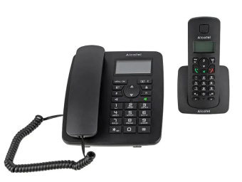 Радиотелефон Alcatel M350 Combo RU (проводной телефон и беспроводная трубка) черный