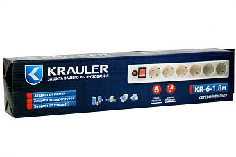 Сетевой фильтр Krauler (6 розеток)  1.8м