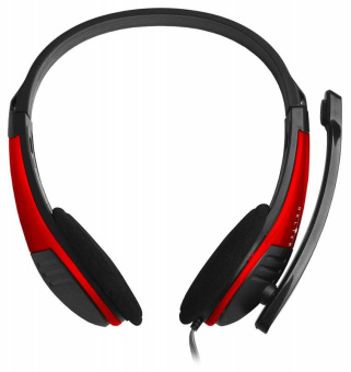 Наушники проводные Oklick HS-M150 (микрофон, накладные, 20-20 000 Гц, 105 дБ, 2 м) Black-Red