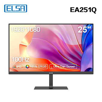 Монитор 25'' ELSA EA251Q (IPS 1920x1080 7ms 100Hz HDMI USB-C Sp) Black