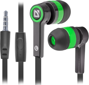 Наушники проводные Defender Pulse 420, черно-зеленые