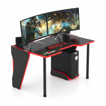 Стол компьютерный MaDXRacer KING GT14 "1400х900х750" черный, кромка красная