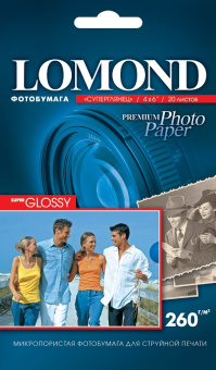 Бумага Lomond [10x15см] суперглянцевая, 260гр/м2, 20л