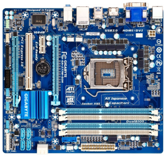 Материнская плата Socket-1155 Gigabyte GA-Z77M-D3H (iZ77) 4*DDR3 3*PCI-E 1*PCI 6*SATA HDMI DVI VGA mATX