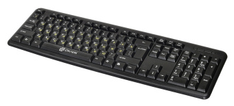 Клавиатура проводная Oklick 130M желтые буквы кириллицы) Black