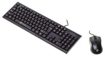 Комплект проводной (клавиатура+мышь) OKLICK 620M (красные буквы кириллицы) USB Black