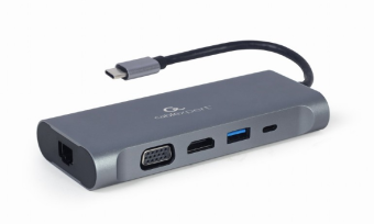 Концентратор USB-C - 7-in-1-multi-port, Cablexpert A-CM-COMBO7-01, серый