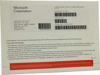 Программное обеспечение Microsoft Windows 10 Professional 64-bit Eng DVD OEM